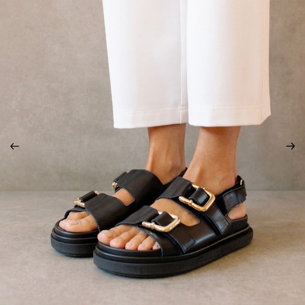Alohas // Harper - Black Leather Sandals